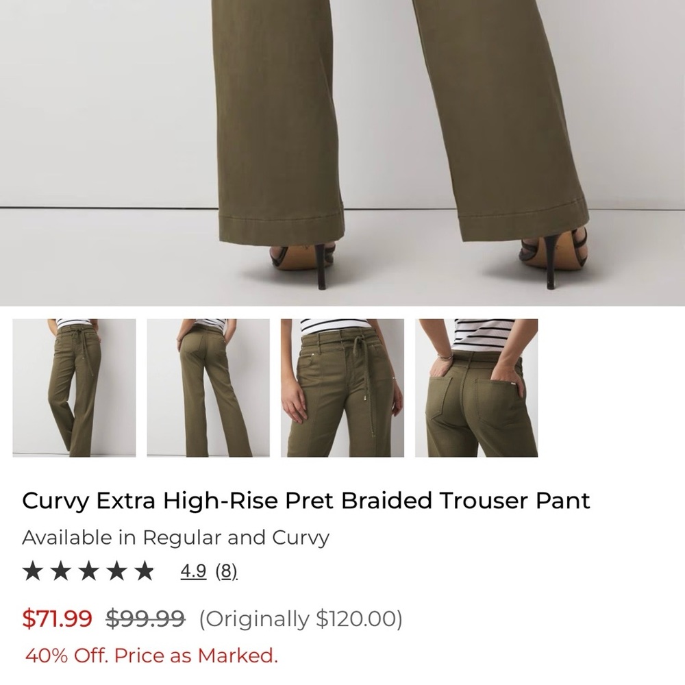 White House Black Market Olive Straight Leg Pants